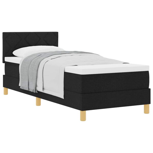 vidaXL Boxspringbett mit Matratze Schwarz 80 x 200 cm Stoff