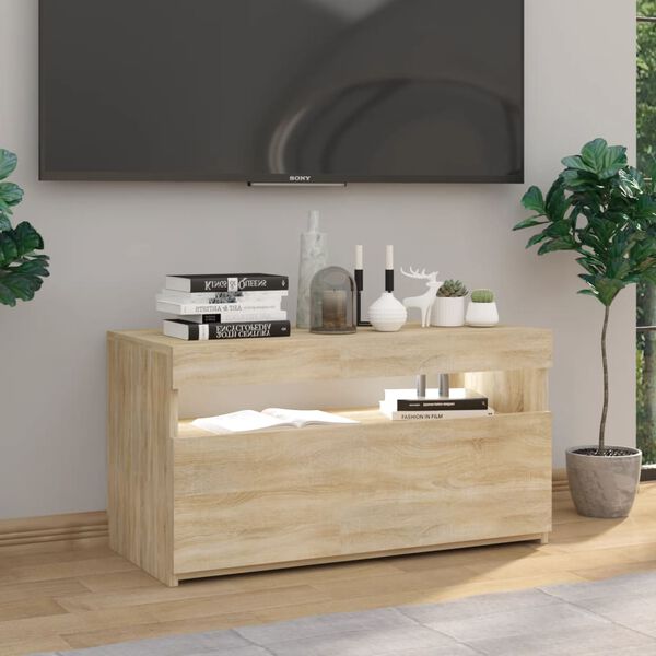 vidaXL TV-Schrank mit LED-Leuchten Sonoma-Eiche 75x35x40 cm