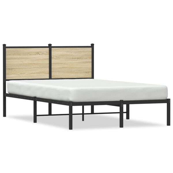 vidaXL Metallbett ohne Matratze Sonoma-Eiche 120x190 cm