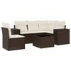 vidaXL 6-tlg. Garten-Sofagarnitur mit Kissen Braun Poly Rattan