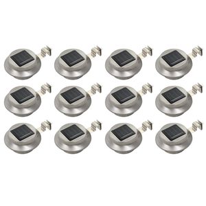 vidaXL Solar-Au&szlig;enleuchten 12 Stk. LED Rund 12 cm Wei&szlig;