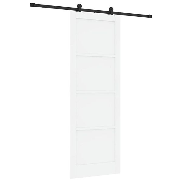 vidaXL Schiebet&uuml;r Wei&szlig; und Schwarz 83 x 232 cm Massives Kiefernholz