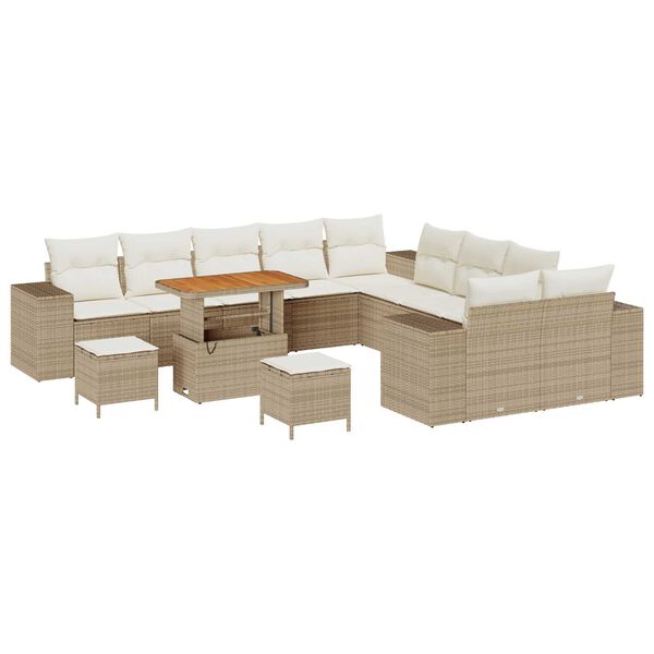 vidaXL Garten-Sofa-Set 13 pcs Beige Poly-Rattan