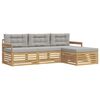 vidaXL Outdoor-Sofagarnitur 4 stk. Wei&szlig; und Hellgrau Polyester