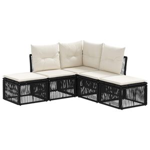 vidaXL Gartensofa-set 5 Stk. Schwarz Poly-Rattan