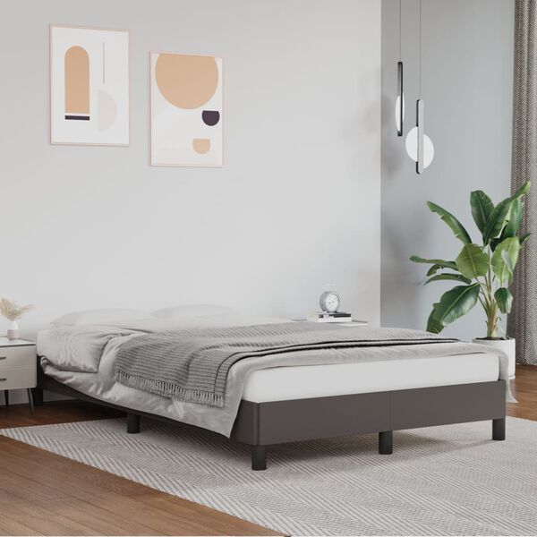 vidaXL Bettgestell ohne Matratze Grau 120x190 cm Kunstleder