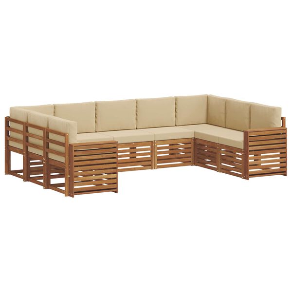vidaXL Sofagarnituren 9 pcs Natur und Beige Massivholz Akazie