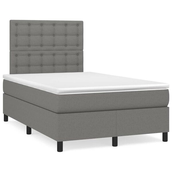 vidaXL Boxspringbett mit Matratze & LED Dunkelgrau 120x190 cm Stoff