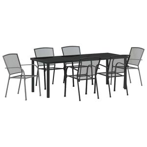 vidaXL Garten Essgruppe 7 pcs Anthrazit Pulverbeschichteter Stahl