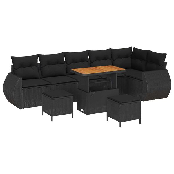 vidaXL Garten-Sofa-Set 9 pcs Schwarz Poly-Rattan