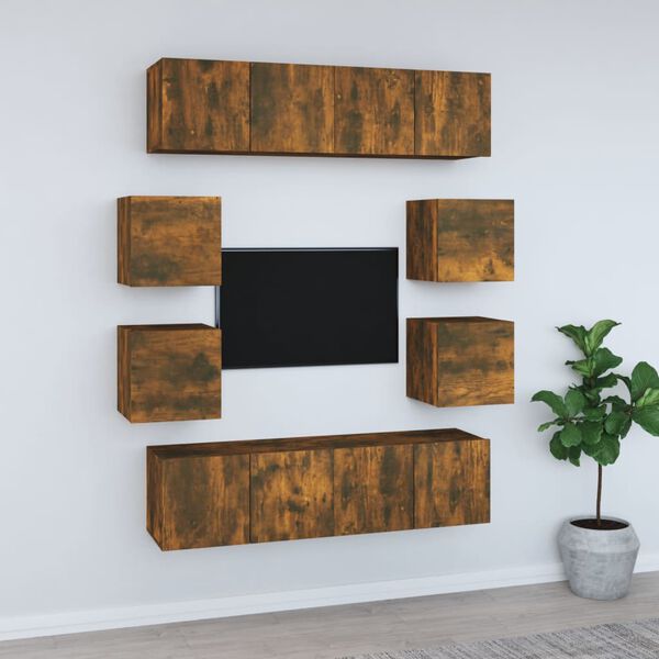 vidaXL 8-tlg. TV-Schrank-Set R&auml;uchereiche Holzwerkstoff