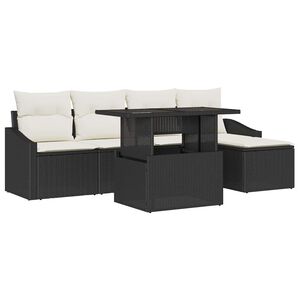 vidaXL Gartensofa-set 6 stk. Schwarz und Creme Poly-Rattan