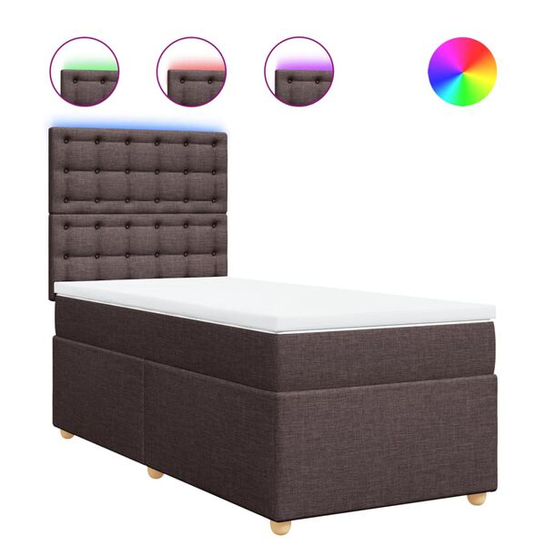 vidaXL Boxspringbett mit Matratze Dunkelbraun 80x200 cm Stoff