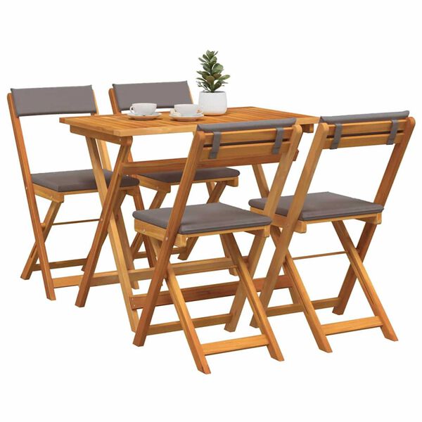 vidaXL Bistrogarnitur mit Kissen 5 pcs &Ouml;l-Natur Massivholz Akazie