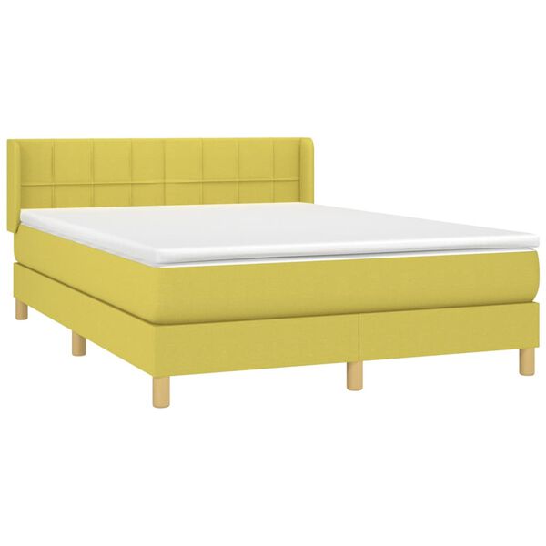 vidaXL Boxspringbett mit Matratze Gr&uuml;n 140x190 cm Stoff