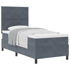 vidaXL Boxspringbett mit Matratze Dunkelgrau 90 x 200 cm Stoff