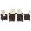 vidaXL Garten Essgruppe mit Kissen 7 pcs Braun Poly-Rattan