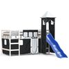 vidaXL Kinderhochbett mit Turm Wei&szlig; & Schwarz 80x200 cm Kiefernholz