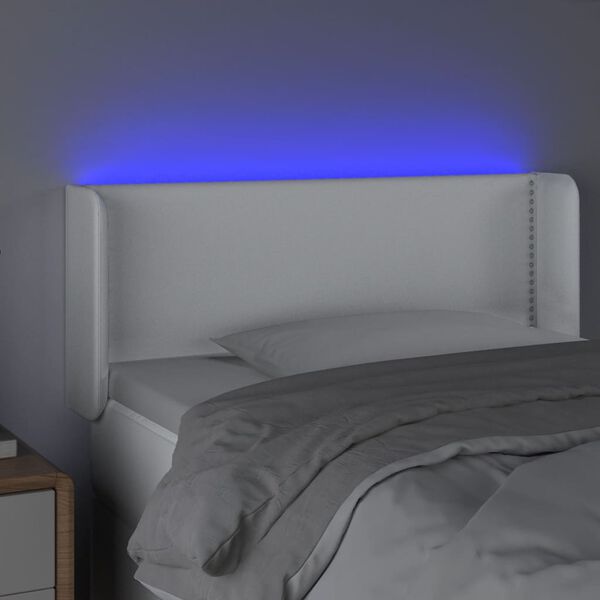 vidaXL LED Kopfteil Wei&szlig; 83x16x78/88 cm Kunstleder