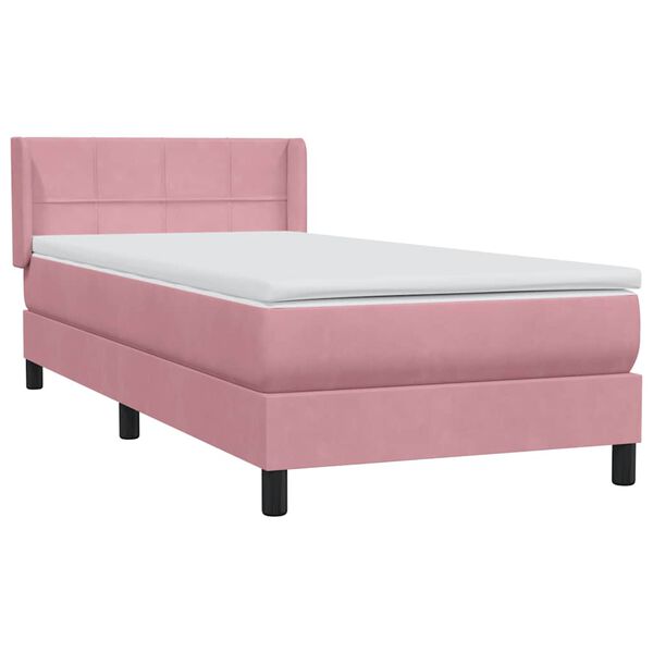 vidaXL Boxspringbett mit Matratze Rosa 90x210 cm Samt