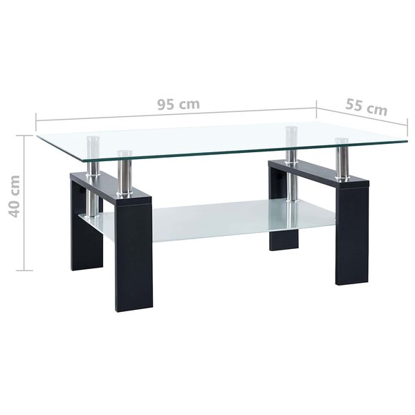 vidaXL Couchtisch Schwarz 55 x 96 x 40,5 cm