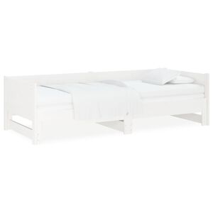 vidaXL Ausziehbares Tagesbett Wei&szlig; Massivholz Kiefer 2x(80x200) cm