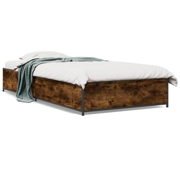 vidaXL Bettgestell R&auml;uchereiche 90x200 cm Holzwerkstoff und Metall
