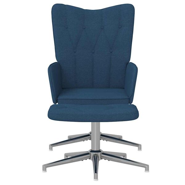 vidaXL Relaxsessel mit Hocker Blau Stoff