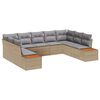 vidaXL Gartensofa-set mit Kissen 9 pcs Beige Poly Rattan