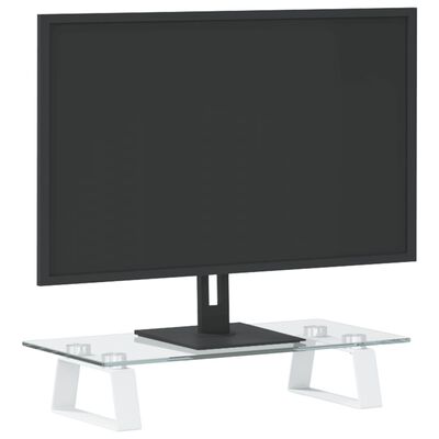vidaXL Monitorständer Weiß 40x20x8 cm Hartglas und Metall
