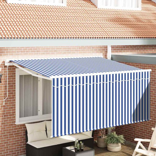 vidaXL Einziehbare Markise Blau und Wei&szlig; 300 x 200 cm