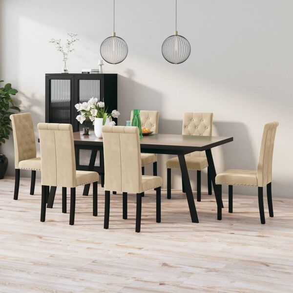 vidaXL Esszimmerst&uuml;hle 6 Stk. Creme Samt