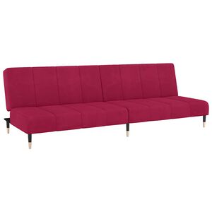 vidaXL Schlafsofa 2-Sitzer Weinrot Samt