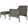 vidaXL 2-tlg. Garten-Lounge-Set mit Kissen Grau Poly Rattan