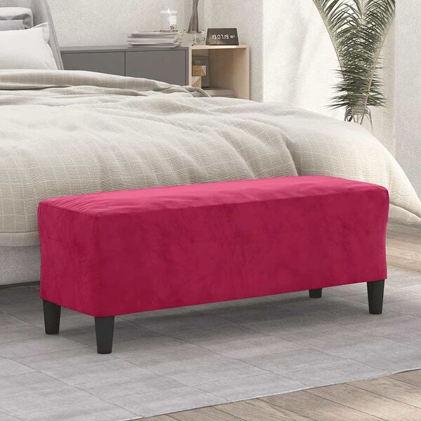 vidaXL Sitzbank Weinrot 100x35x41 cm Samt
