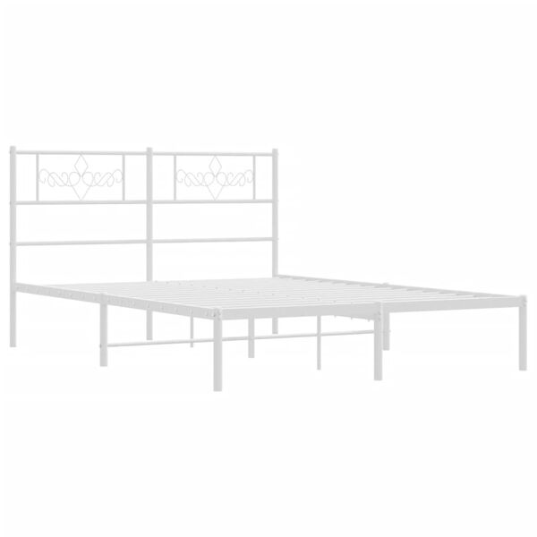vidaXL Bettgestell mit Kopfteil Metall Wei&szlig; 140x190 cm