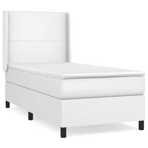 vidaXL Boxspringbett mit Matratze Wei&szlig; 90x200 cm Kunstleder