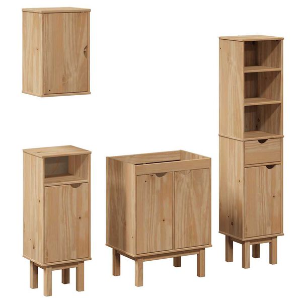 vidaXL 4-tlg. Badm&ouml;bel-Set OTTA Massivholz Kiefer