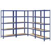 vidaXL Lagerregale mit 5 B&ouml;den 4 Stk. Blau Stahl & Holzwerkstoff