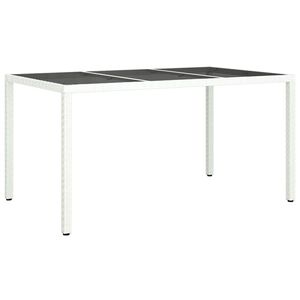 vidaXL Garten-Esstisch Wei&szlig; 150 x 90 x 75 cm Poly-Rattan