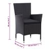 vidaXL 9-tlg. Garten-Essgruppe mit Auflagen Poly Rattan Schwarz