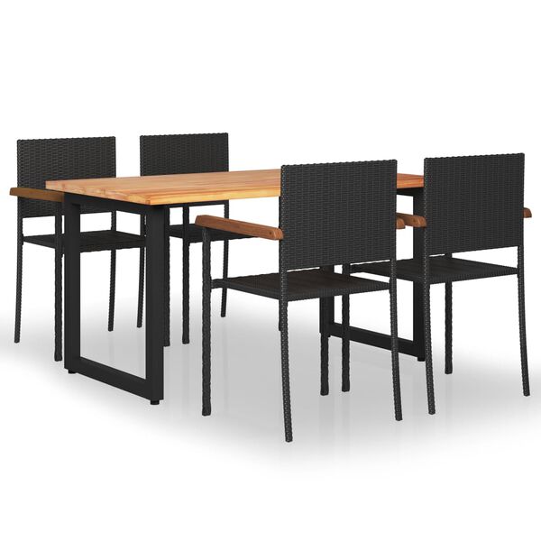 vidaXL 5-tlg. Garten-Essgruppe Poly Rattan Schwarz