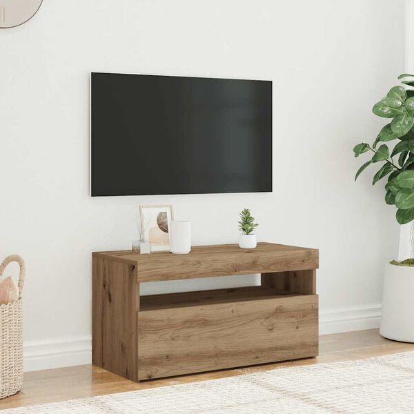 vidaXL TV-Schrank mit LED-Leuchten Artisan-Eiche 75x35x40 cm