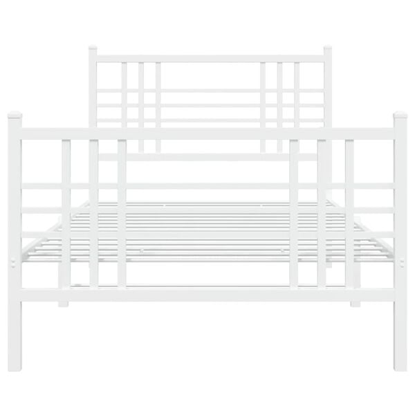 vidaXL Bettgestell mit Kopf- und Fu&szlig;teil Metall Wei&szlig; 90x200 cm