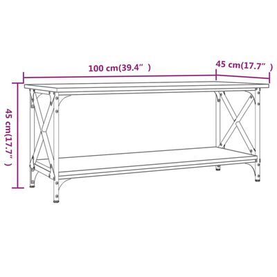 vidaXL Couchtisch Schwarz 100x45x45 cm Holzwerkstoff und Eisen