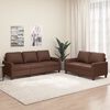 vidaXL 2-tlg. Sofagarnitur mit Kissen Braun Kunstleder