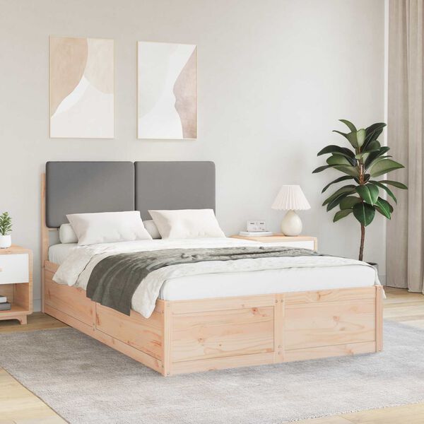 vidaXL Bettgestell mit gepolstertem Kopfteil Hellgrau 120 x 190 cm