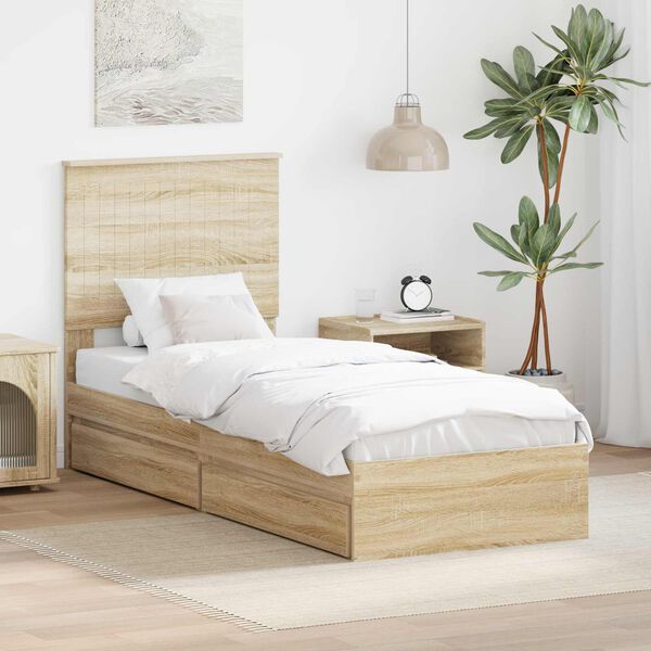 vidaXL Aufbewahrungsbett Sonoma-Eiche 75 x 190 cm Holzwerkstoff