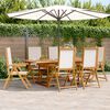 vidaXL 7-tlg. Garten-Essgruppe Stoff und Massivholz Cremewei&szlig;