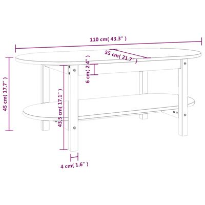 vidaXL Couchtisch Honigbraun 110x55x45 cm Massivholz Kiefer